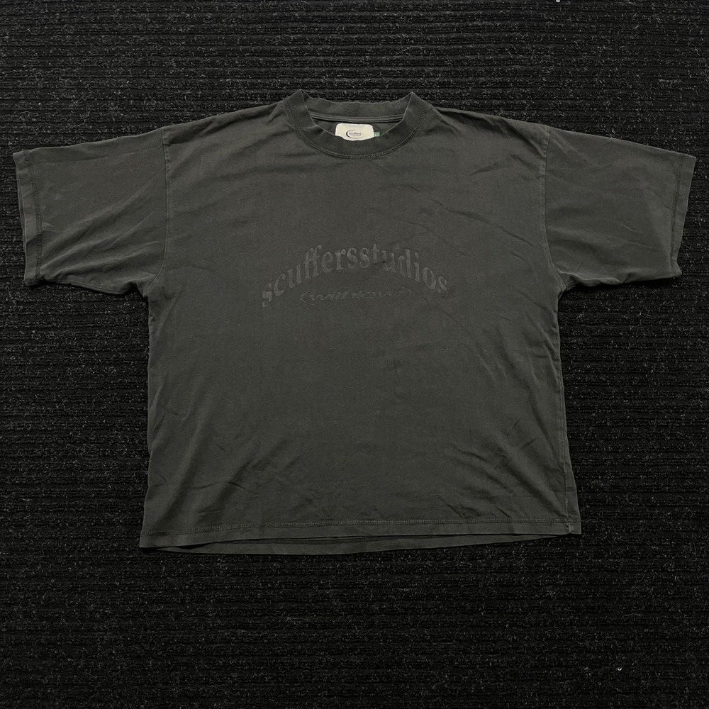 Scuffers Studios Washed Black Boxy Graphic T-Shirt Mens Large Streetwear Tee